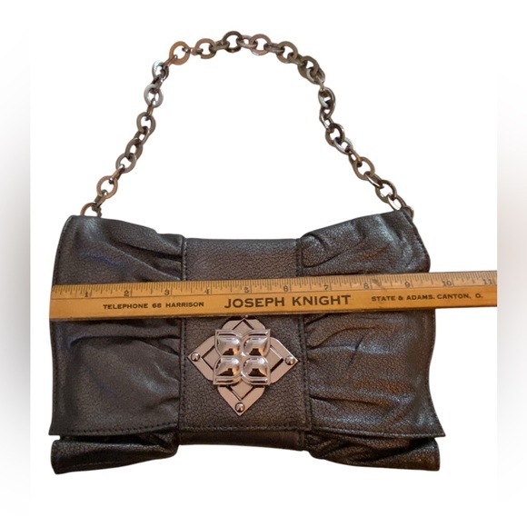 BCBG MAX AZRIA Leather Metallic Clutch Purse - Picture 4 of 8